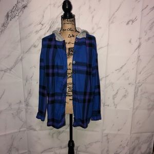 Tom boyish button down with hoodie